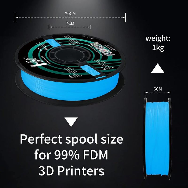 HP3DF Glow in The Dark PLA Filament, 3D Printer Filament, PLA Filament 1.75mm Dimensional Accuracy +/- 0.02mm, 1KG Spool (2.2 lbs), Fit Most FDM Printer (Glow Blue) - Image 5